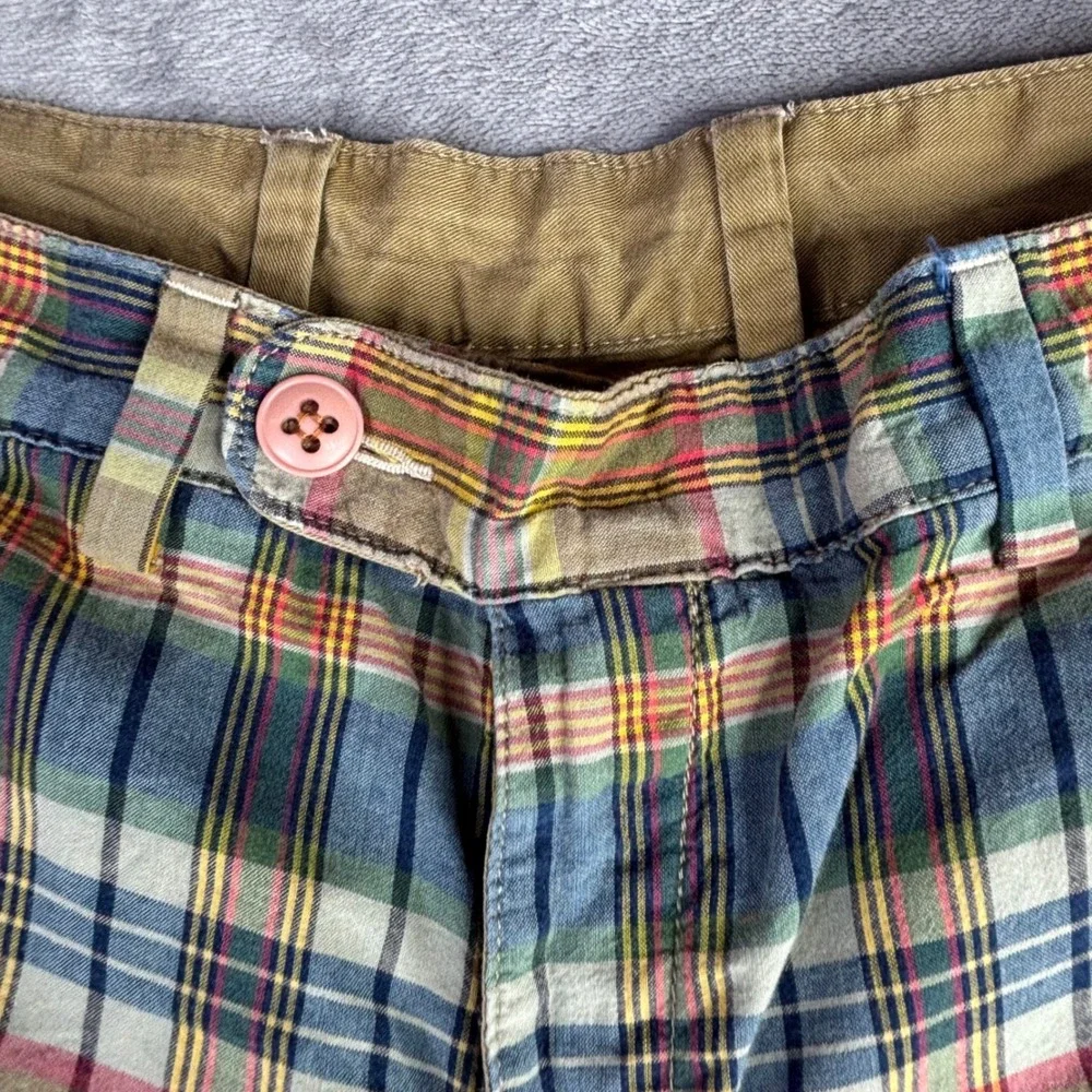 Polo Ralph Lauren Reversible Shorts Mens 34 Khaki Plaid Carpenter Chino Utility